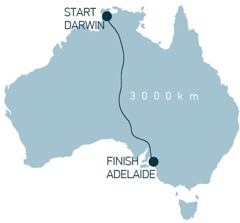 The map of World Solar Challenge